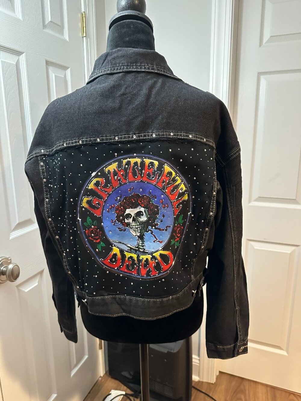 Grateful Dead Black Rhinestone Denim Jean Jacket (XS)